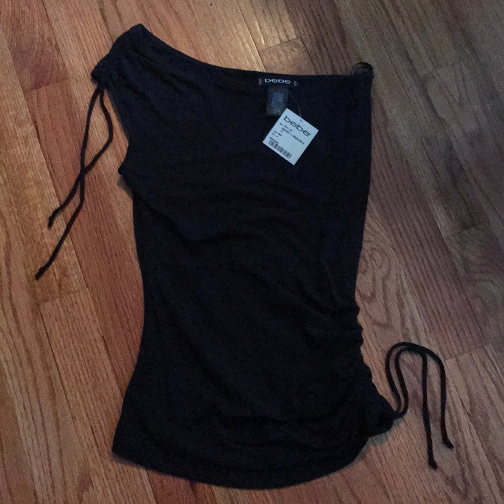 Bebe ruched off the shoulder top