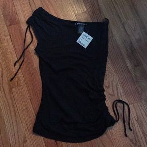 Bebe ruched off the shoulder top