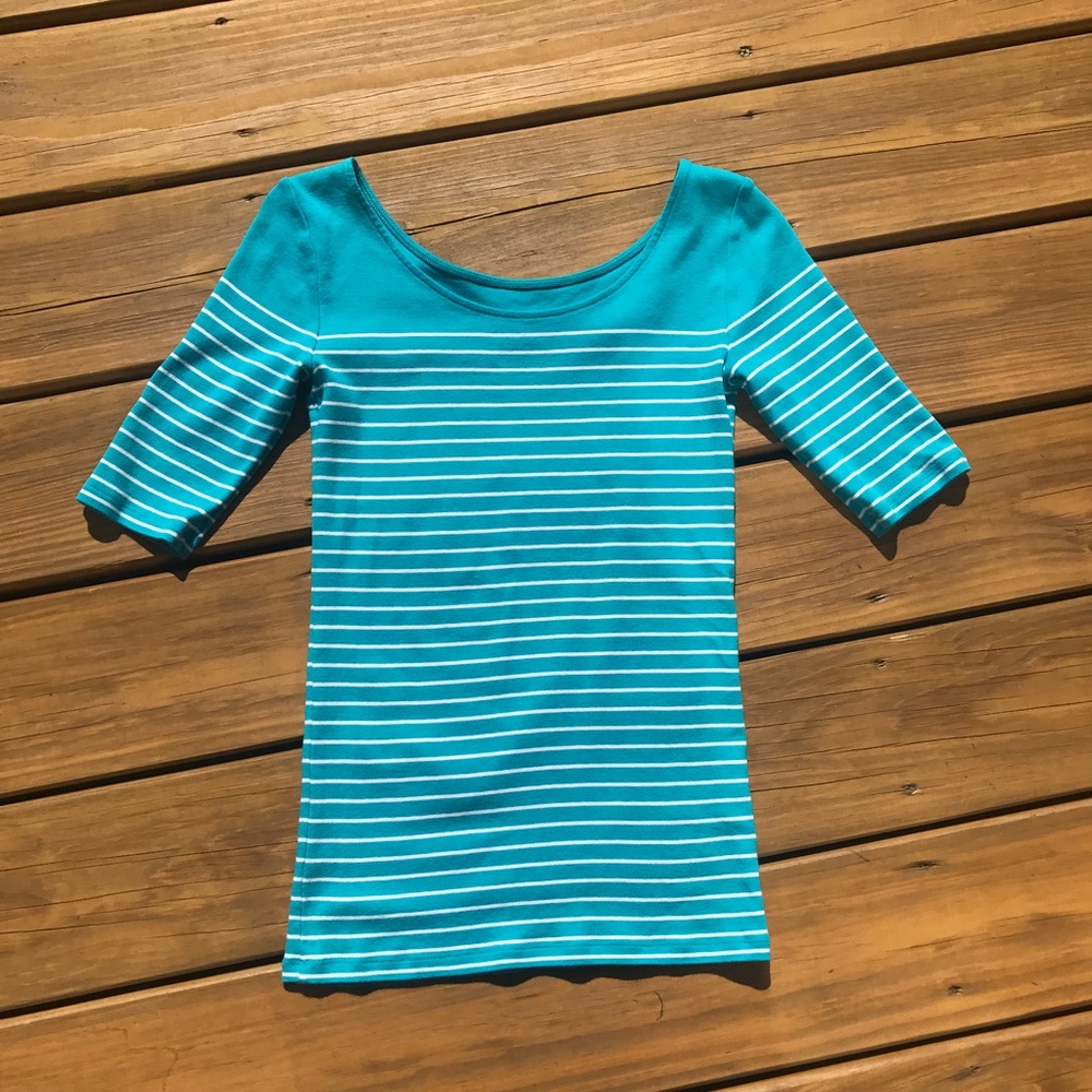 ANN TAYLOR Teal Striped Shirt 🏝Size: S