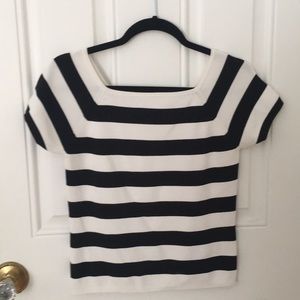 Black and white stripped semi cropped shirt