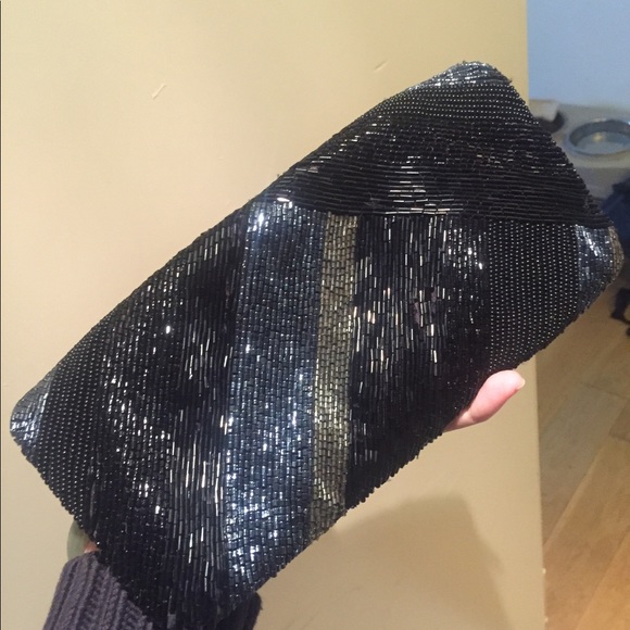 Metallic beaded sequin Ann Taylor clutch purse - Picture 2 of 7