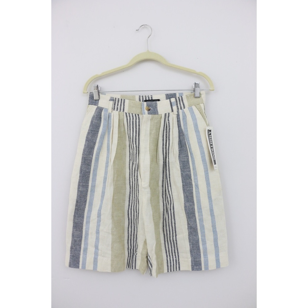 Vintage High Waist Striped Bermuda Shorts - Picture 1 of 6
