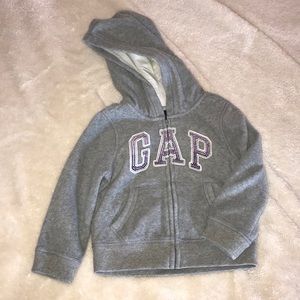 BabyGap Gray Fleece Zip-up Hoodie Sz 2