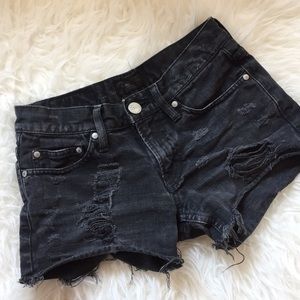 Moussy distressed ripped shorts black size 24 SALE