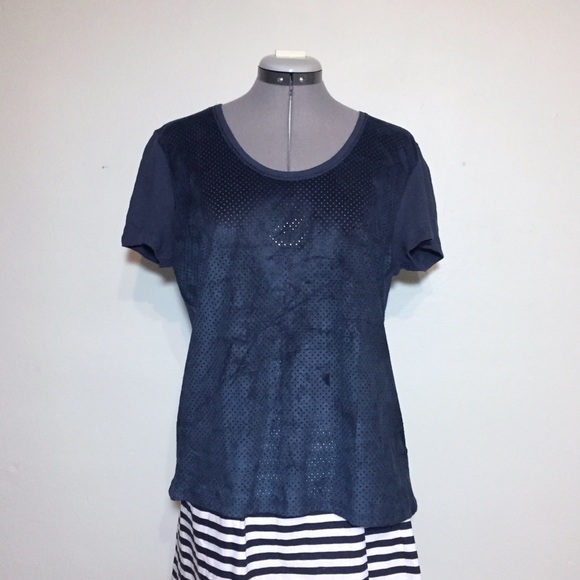 Zara Tops - NEW! Zara Navy Blue Perforated Front Blouse