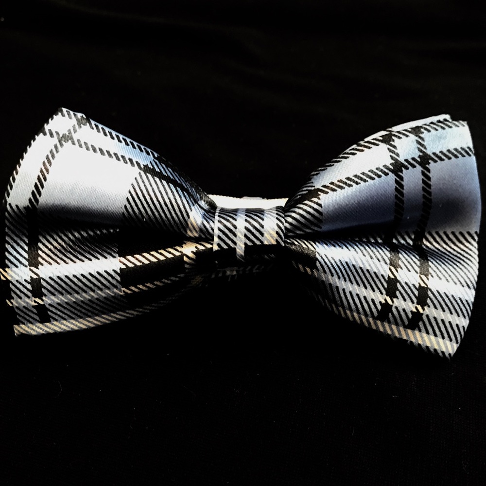 Blue/Black/White Plaid Bow Ties