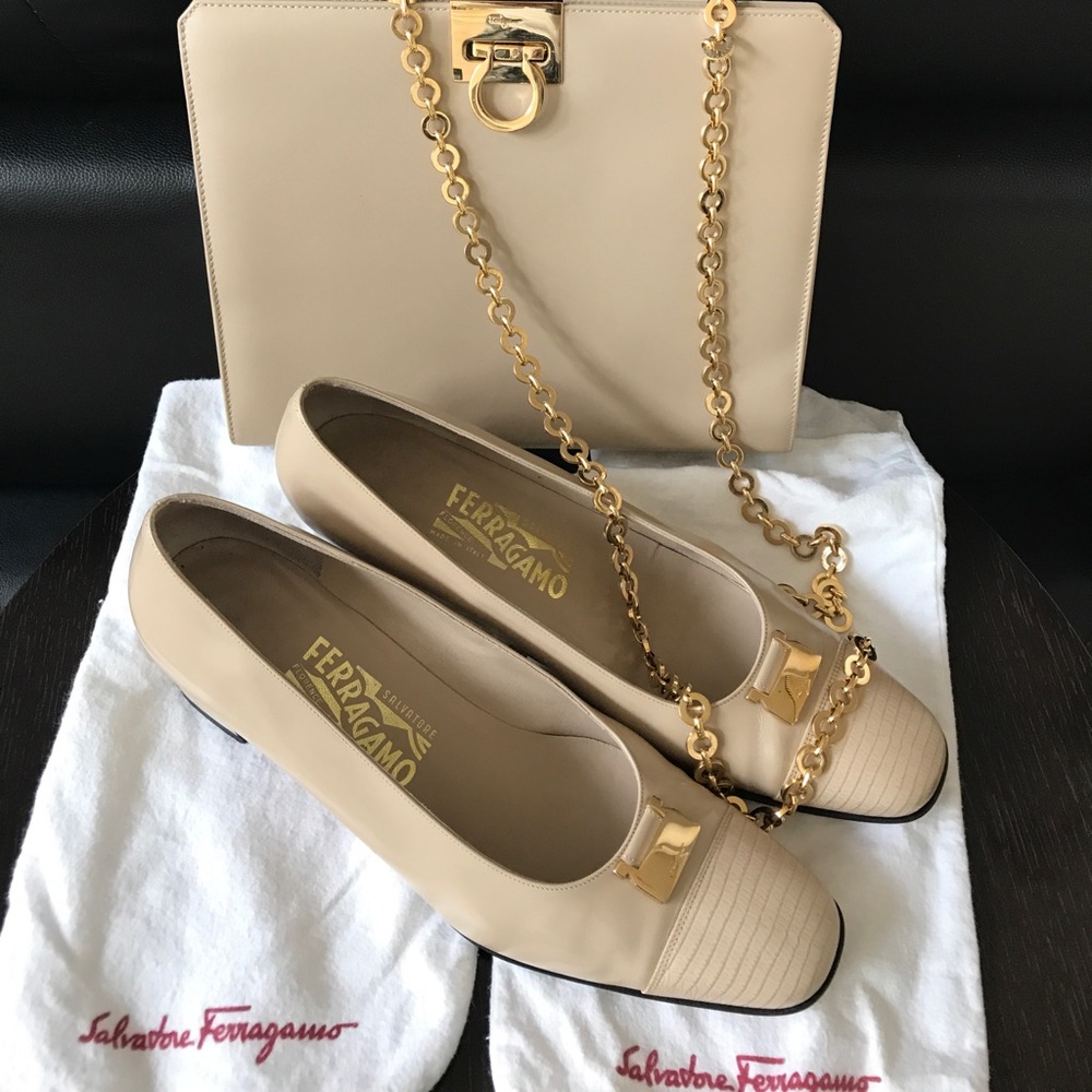 Salvatore Ferragamo Medium Leather Chain Clutch