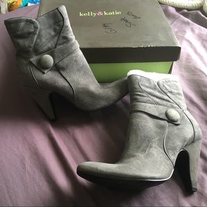 Grey Kelly and Katie suede heel booties
