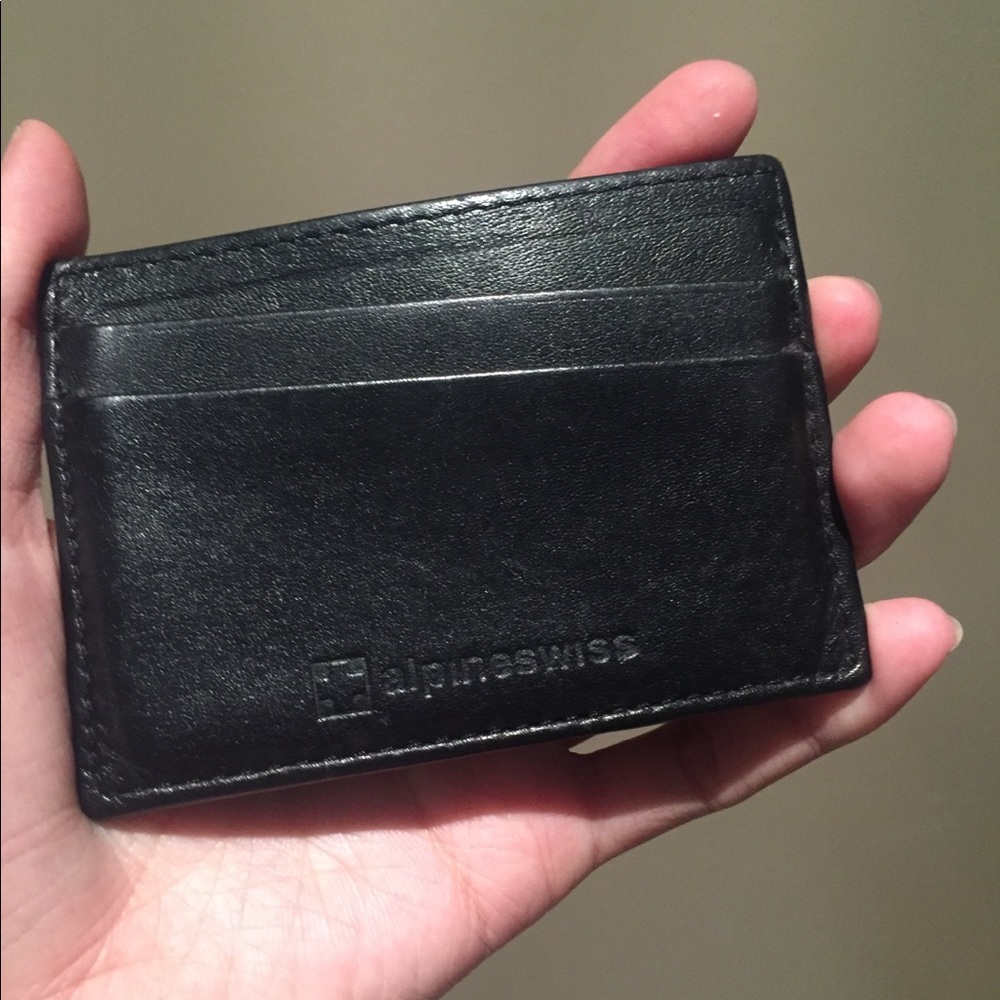 AlpineSwiss black leather wallet card holder