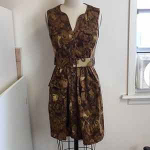 Anthropologie brown floral dress