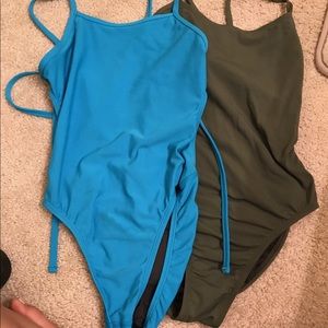 Jolyn olive green tie back onesie (right)