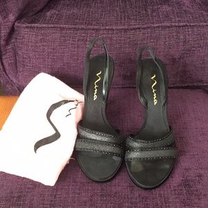 Nina size 9 black sparkly heels