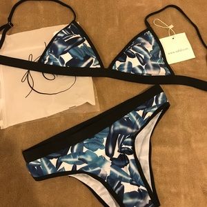 BLUE Palm bikini set