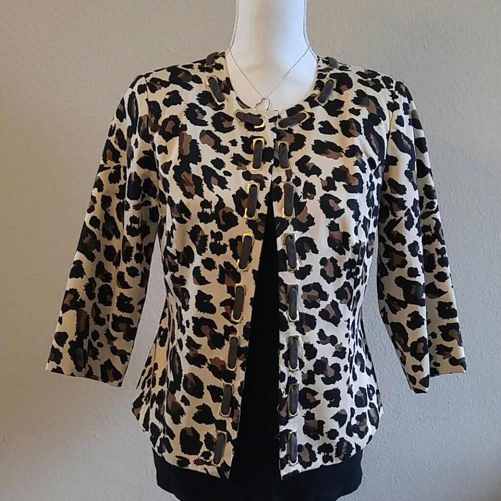 David Brooks Open Leopard Print Jacket - image 1