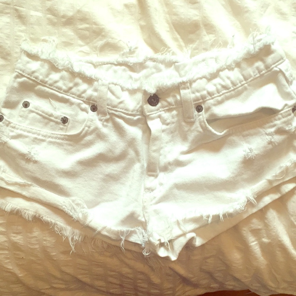 White cut off LF Car Mar Shorts