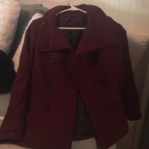 H & M BURGUNDY  PEA COAT