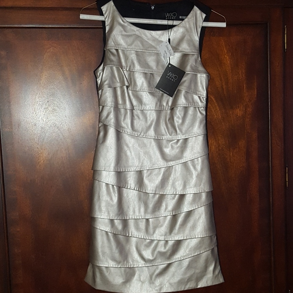 Ruffled Leather Dress XS