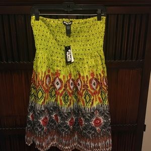 Macy's Planet Gold Strapless Dress Cover Up NWT Lg