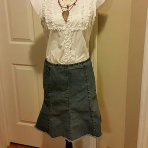 ELIE TAHARI Gored Denim Skirt with Petticoat