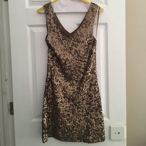 Gold sequined cocktail dress