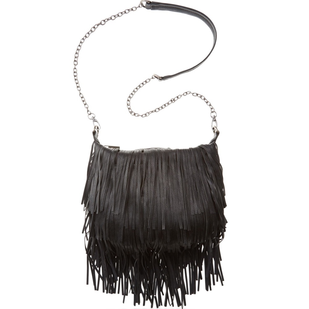 New Steve Madden Black Bmocha Fringe Bag