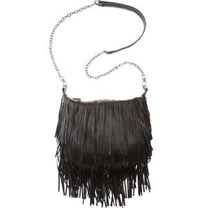 New Steve Madden Black Bmocha Fringe Bag