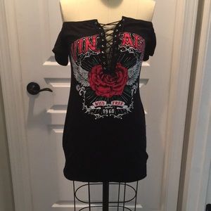 Lace Up Tshirt Dress