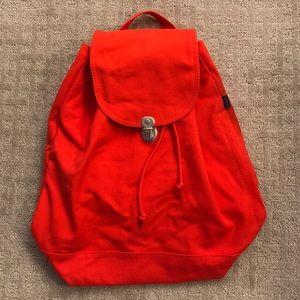 baggu bright red backpack w/side pocket.
