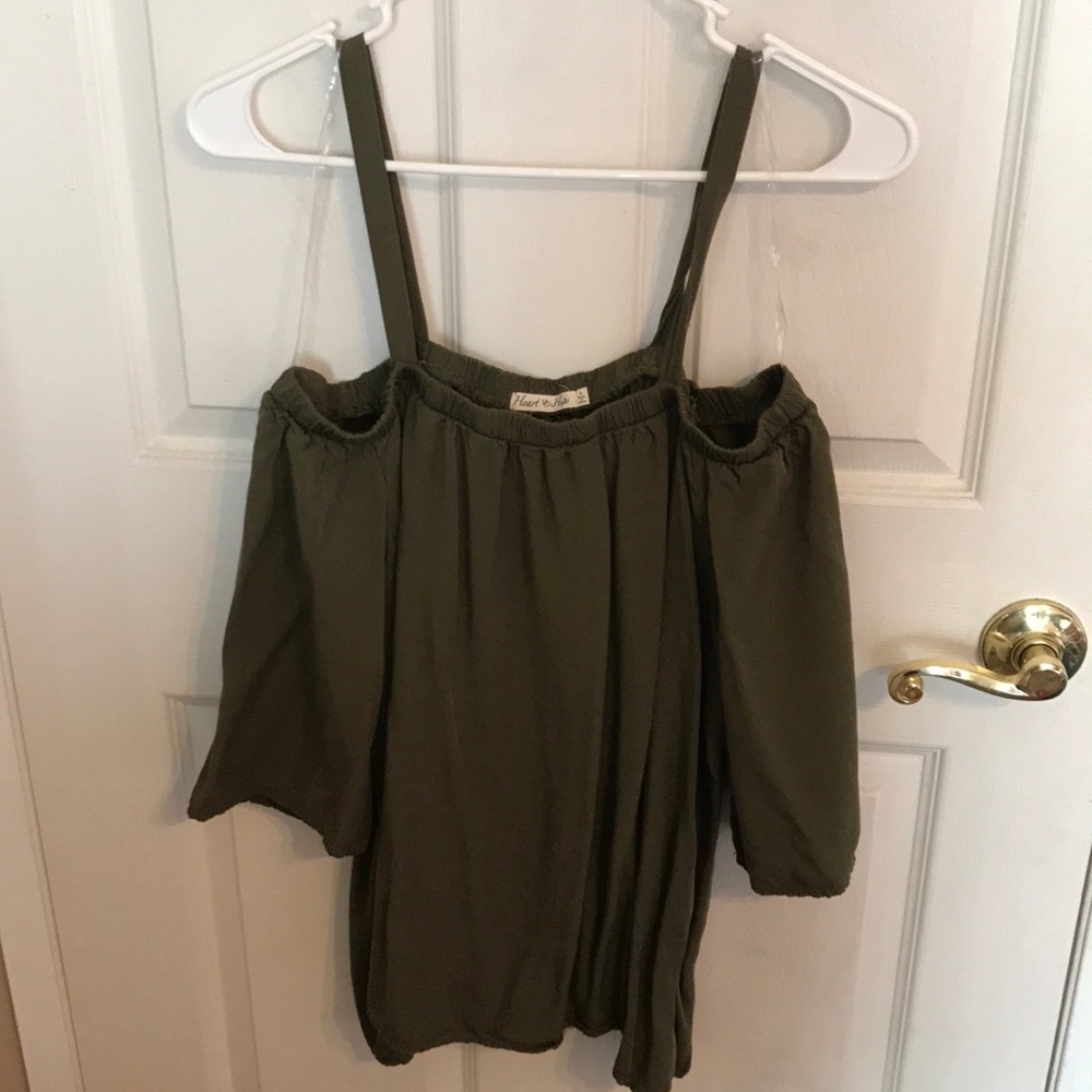 Army Green off the shoulder blouse