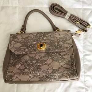 Nila Anthony Taupe Lace Messenger Bag