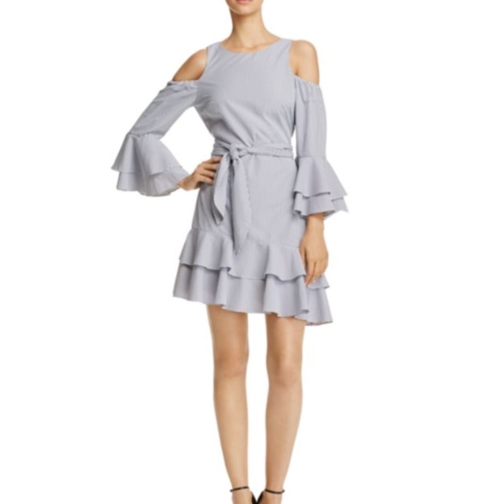 Bloomingdale's Aqua Cold Shoulder Dress