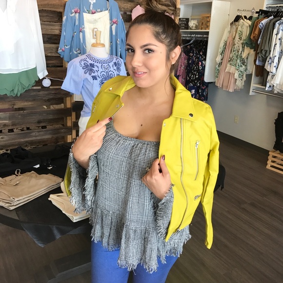 Jackets & Blazers - Lime Biker Jacket