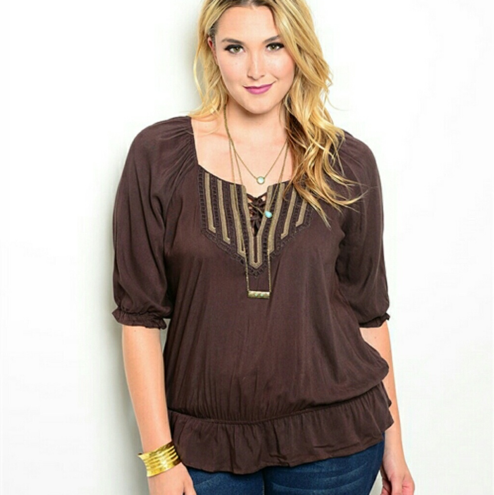 New Junior's Cute Dark brown/tan Bohemian top