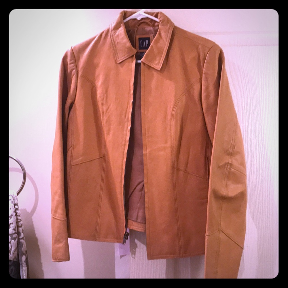GAP camel leather jacket Size S