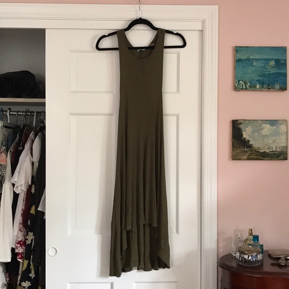 URBAN OUTFITTERS Olive Green Ribbed Dress. Sz M - Picture 1 of 3