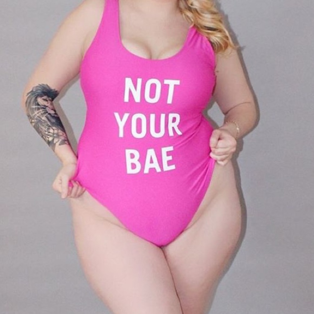 F21+ Plus Size Not Your Bae Bathing Suit