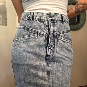 Vintage stone wash denim skirt