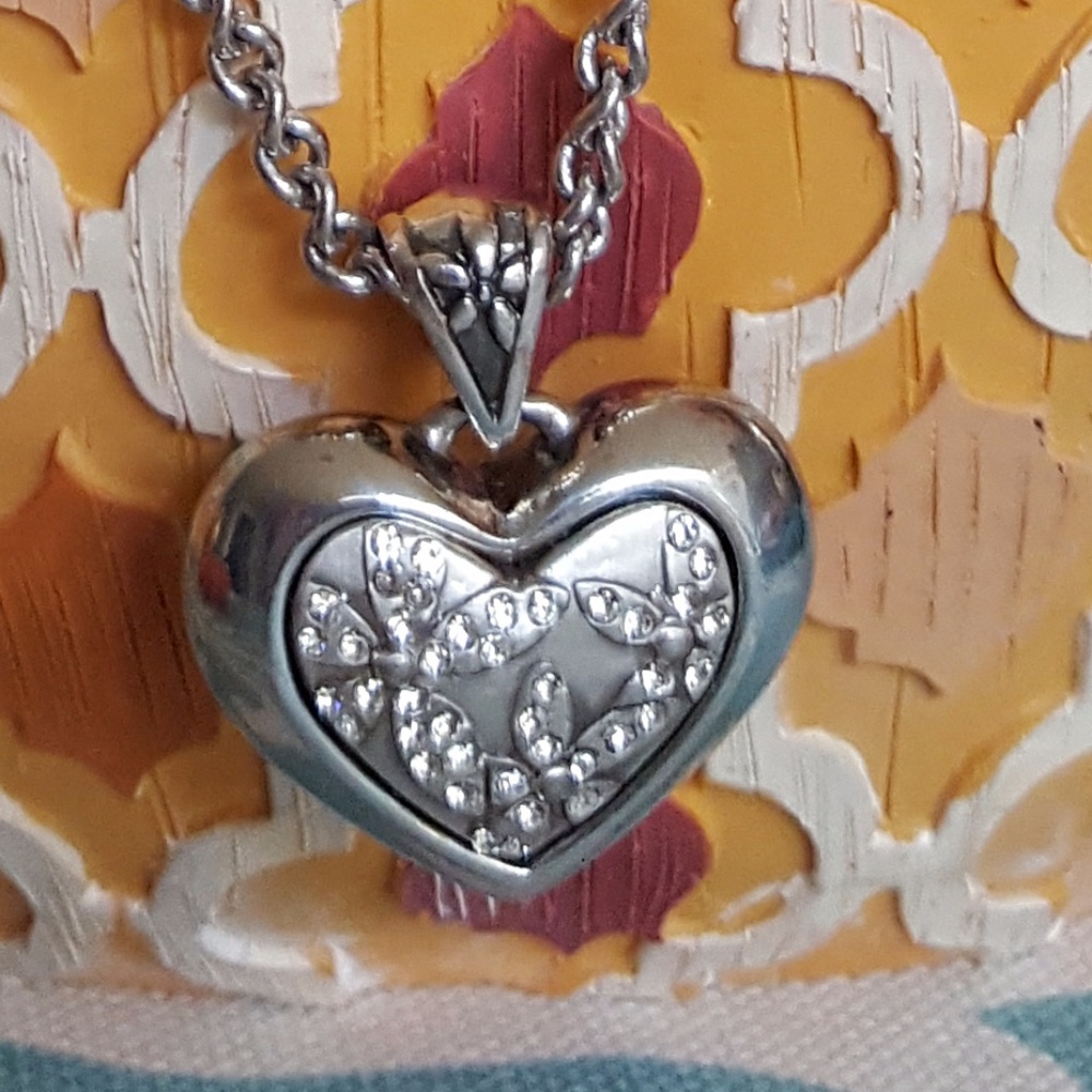 BRIGHTON Double Sided Puff Heart Crystal Necklace