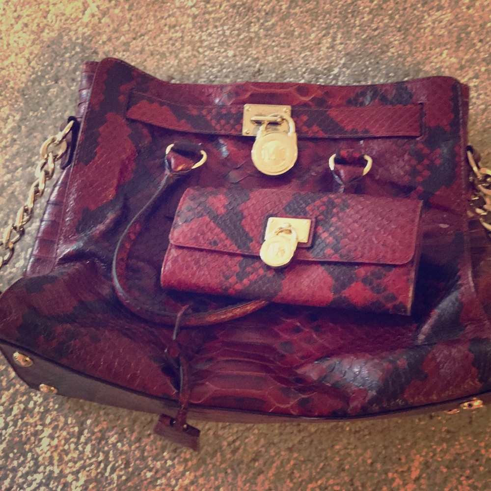 Michael Kors snake skin purse and wallet