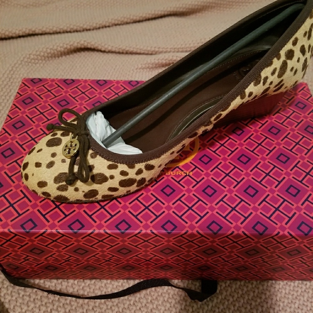 Tory Burch cheetah calf hair Chelsea wedge