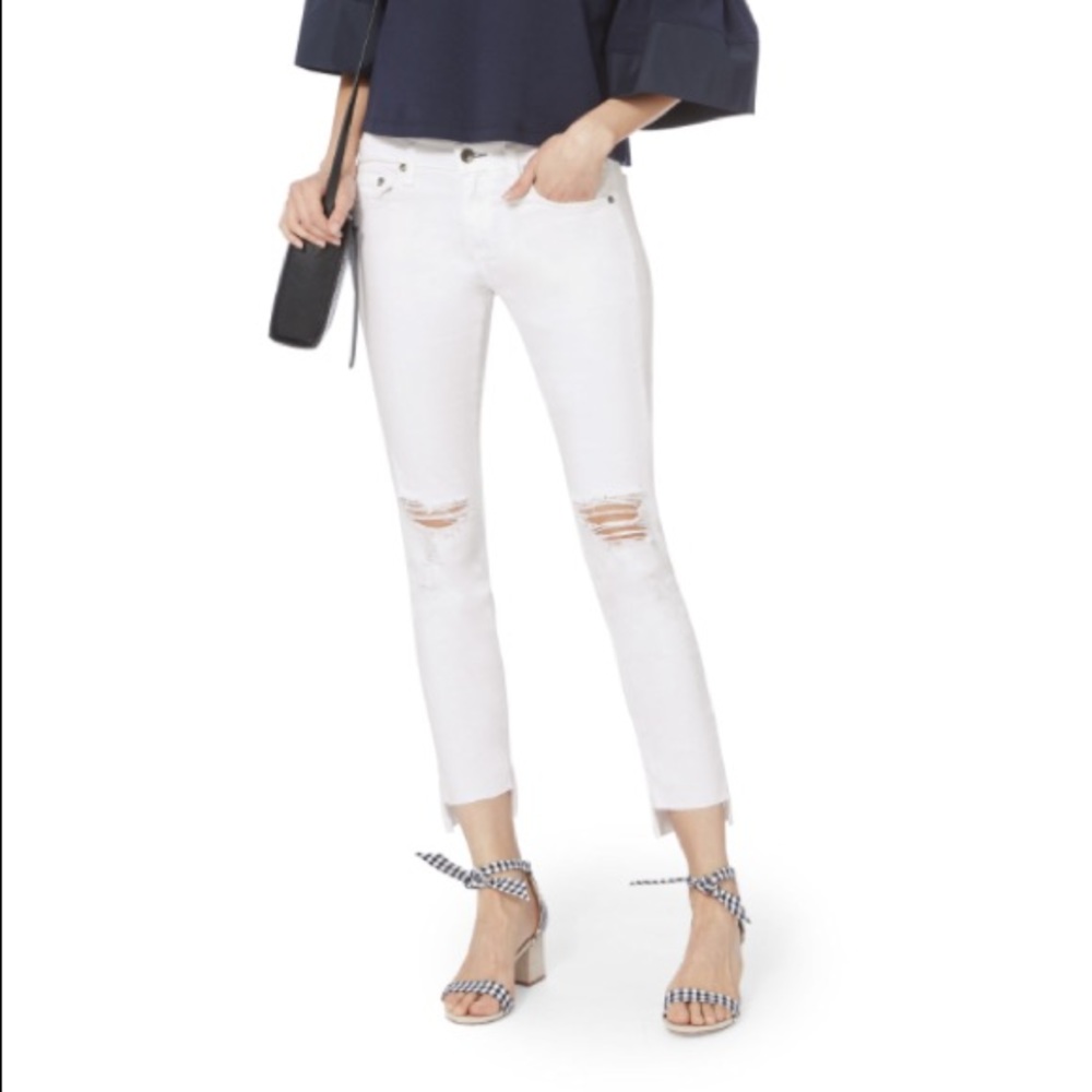 Rag & Bone Dre Capri White Distressed Jeans