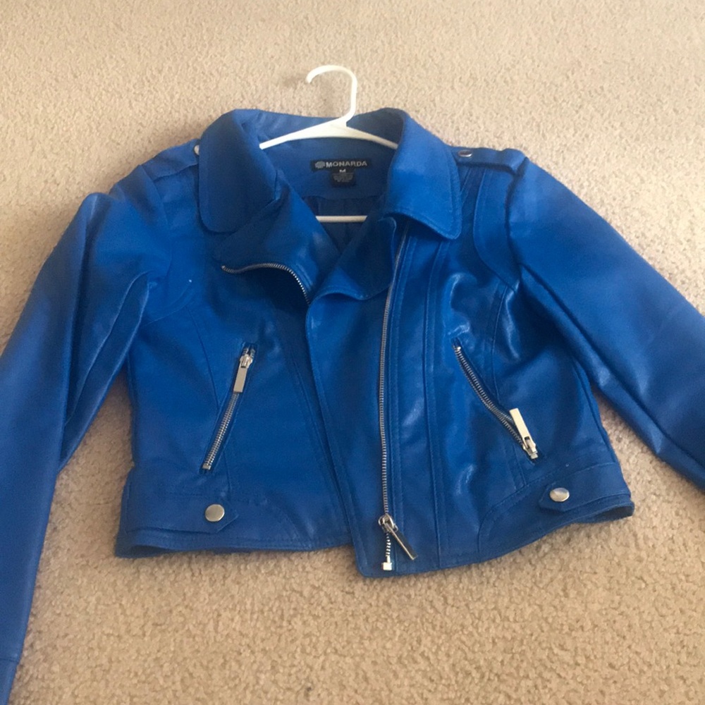 Electric blue leather jacket