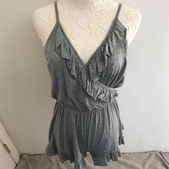 Lavender Field Pants - Lavender Field Womens Gray Wrap Ruffle Romper