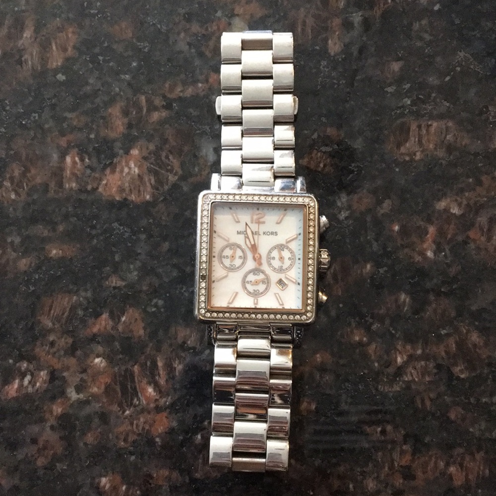 Michael Kors silver watch with stones