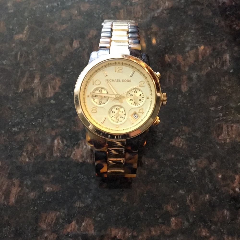 Michael Kors gold and tortoise watch