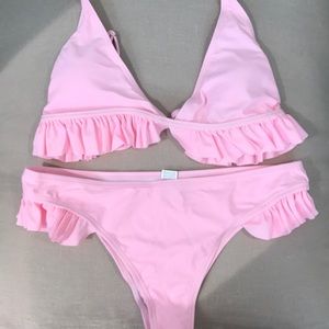 Pink ruffle swimsuit bikini