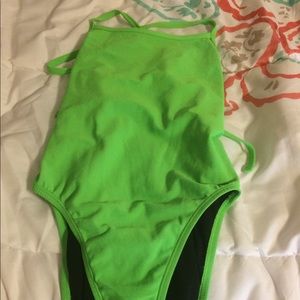 Neon green Jackson II tie back onesie