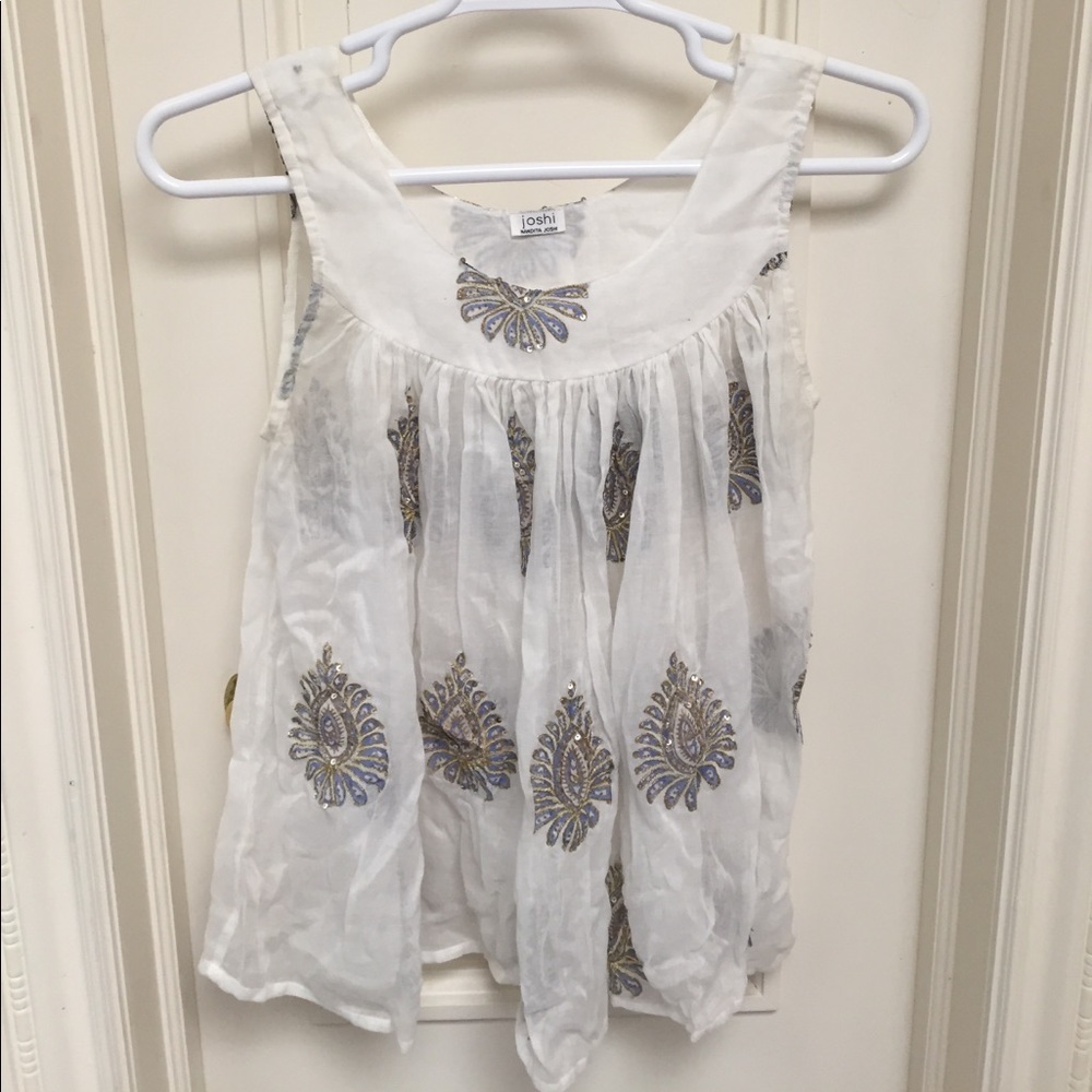 Nandita Joshi white top with embroidery and sequin