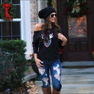 PRICE IS FIRM! Black Rudolph off the shoulder top.