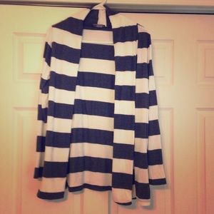 Striped elbow patch cardigan